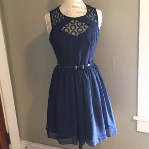 Navy ModCloth Cocktail Dress with Tulle Underlay